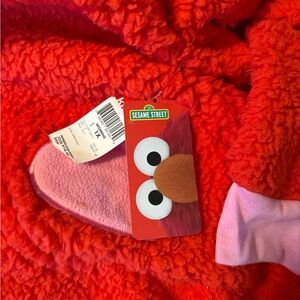 Sesame Street Elmo Adult Costume One Piece Hood Fuzzy Jumper, NWT!